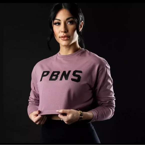 ALPHALETE PBNS Oversized Long Sleeve Crop Top - plum purple Size Medium - Picture 1 of 6